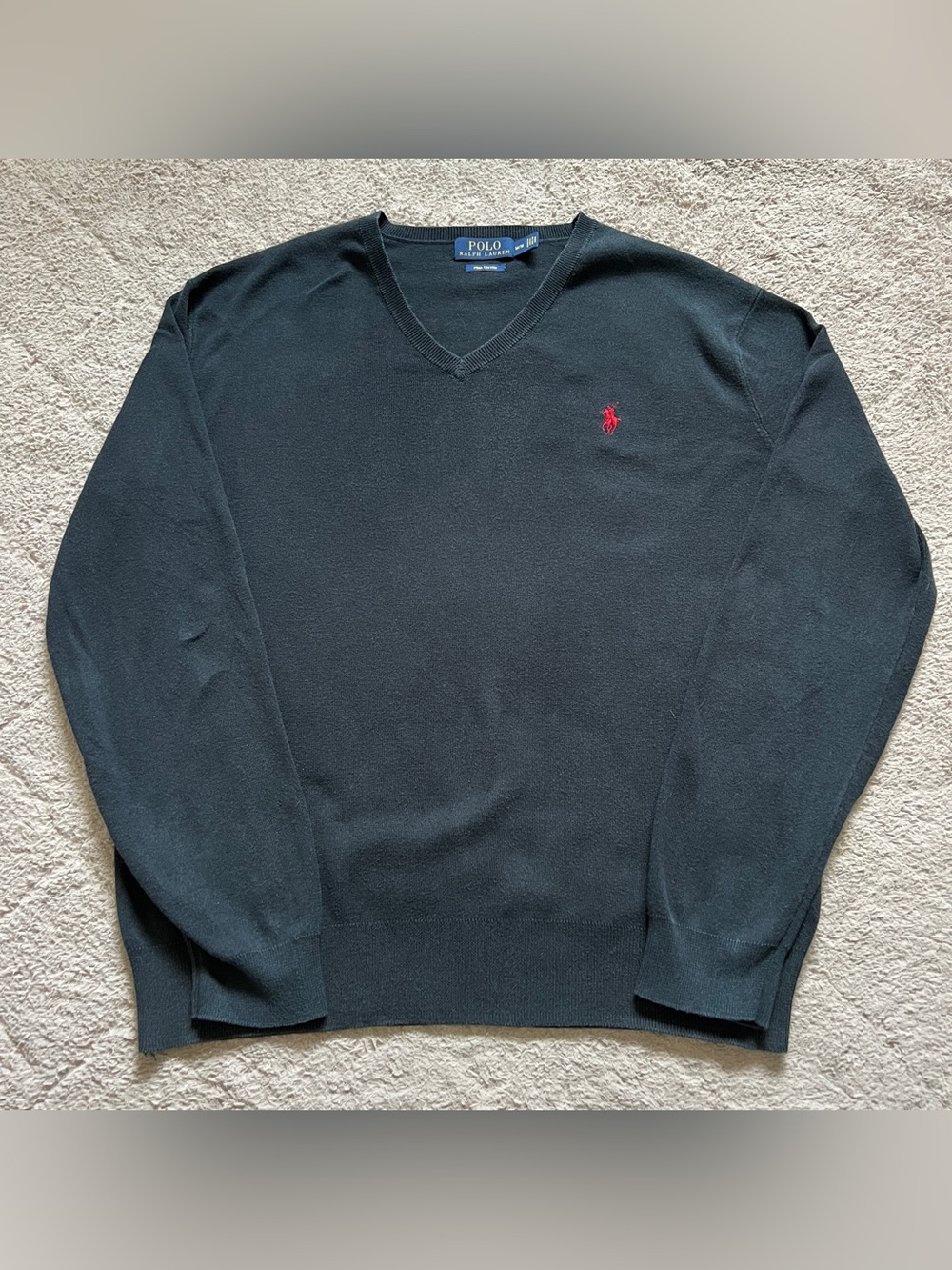 Polo Ralph Lauren Pima Cotton V-Neck Sweater Preppy Minimalist Academia Sz M